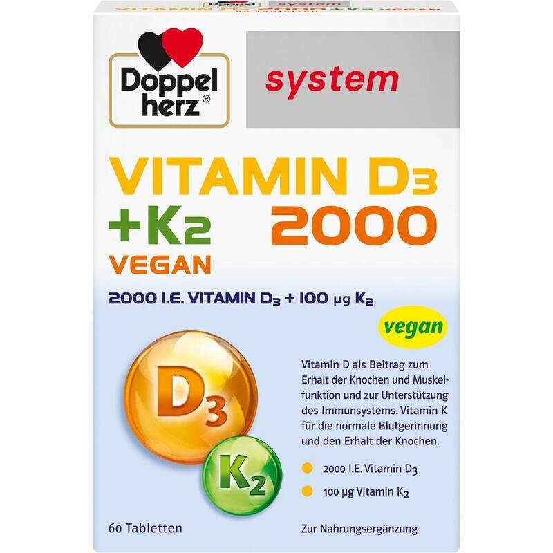 DOPPELHERZ Vitamin D3 2000+K2 system Tabletten